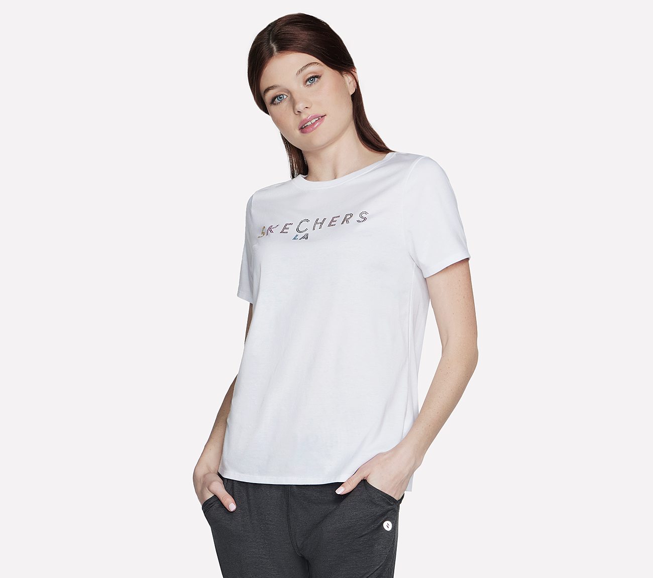 SKECHERS SHINE T-SHIRT, WWWHITE Apparel Lateral View