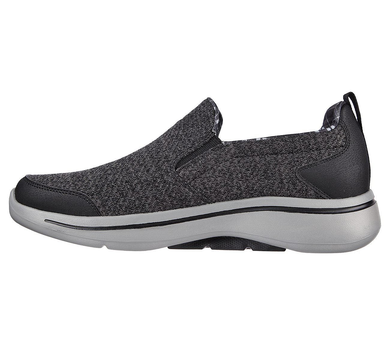 Skechers Black/Charcoal Go Walk Arch Fit Rambler Mens Slip On Shoes ...