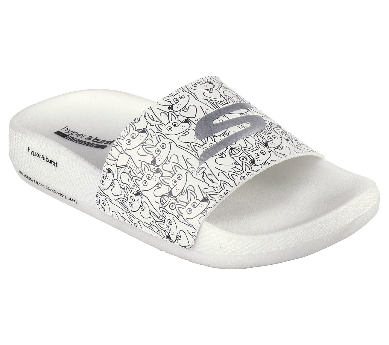 HYPER SLIDE - PUPPY LOVE, WHITE BLACK Footwear Lateral View