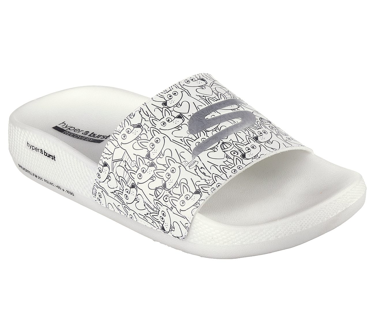 Skechers White/Black Hyper Slide Puppy Love Womens Slide In Sandal ...