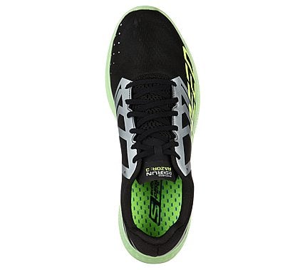 GO RUN RAZOR 3, BLACK/LIME Footwear Top View