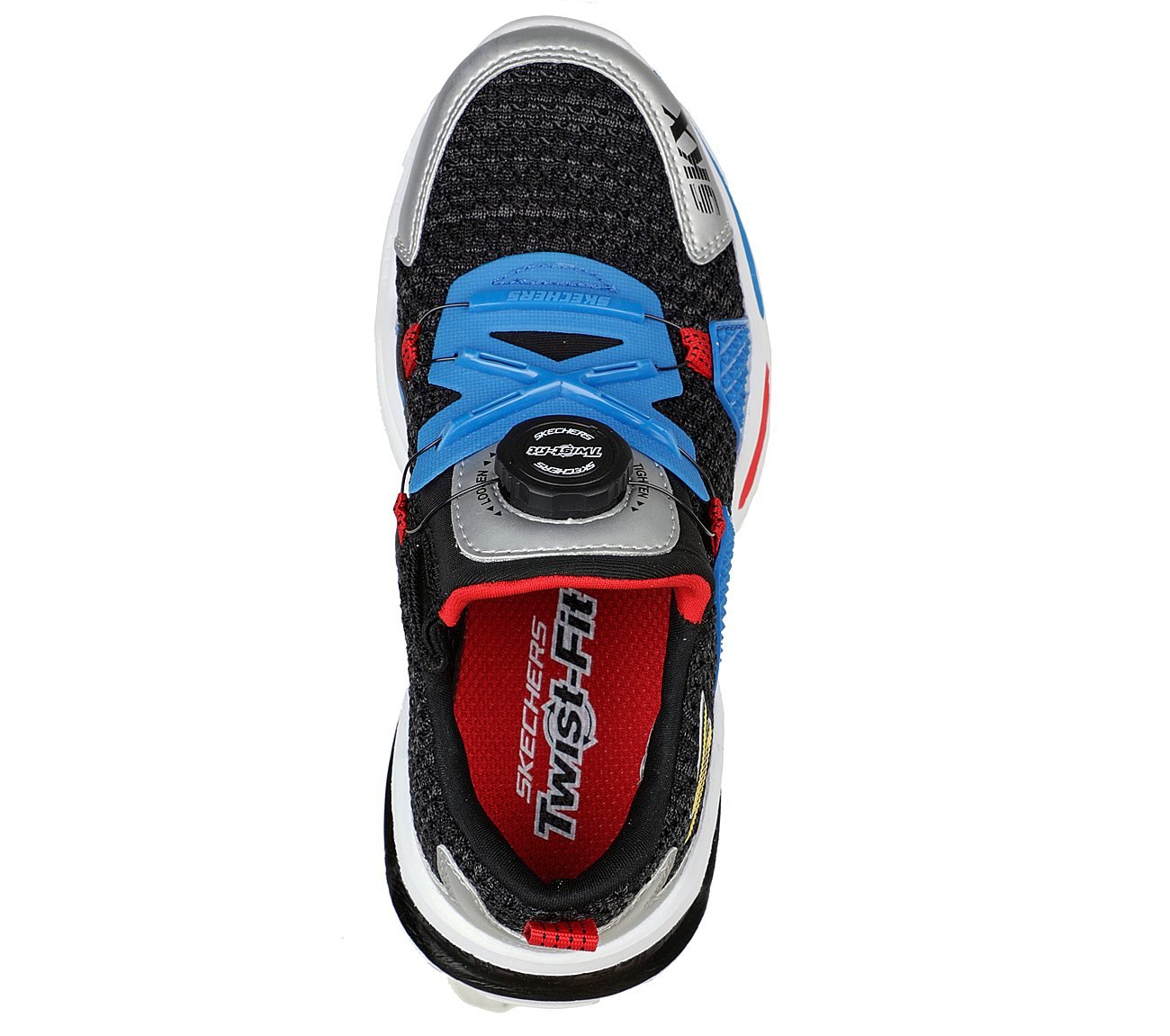 SKECH-BOTS - SKYTREK, BLACK/RED/BLUE Footwear Top View