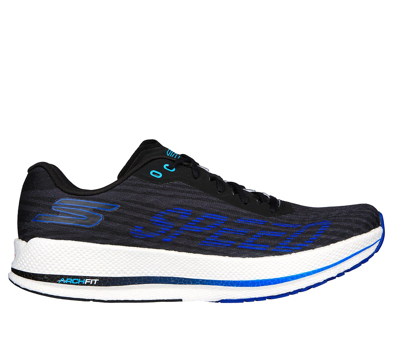 GO RUN RAZOR 4, BLACK/BLUE Footwear Lateral View
