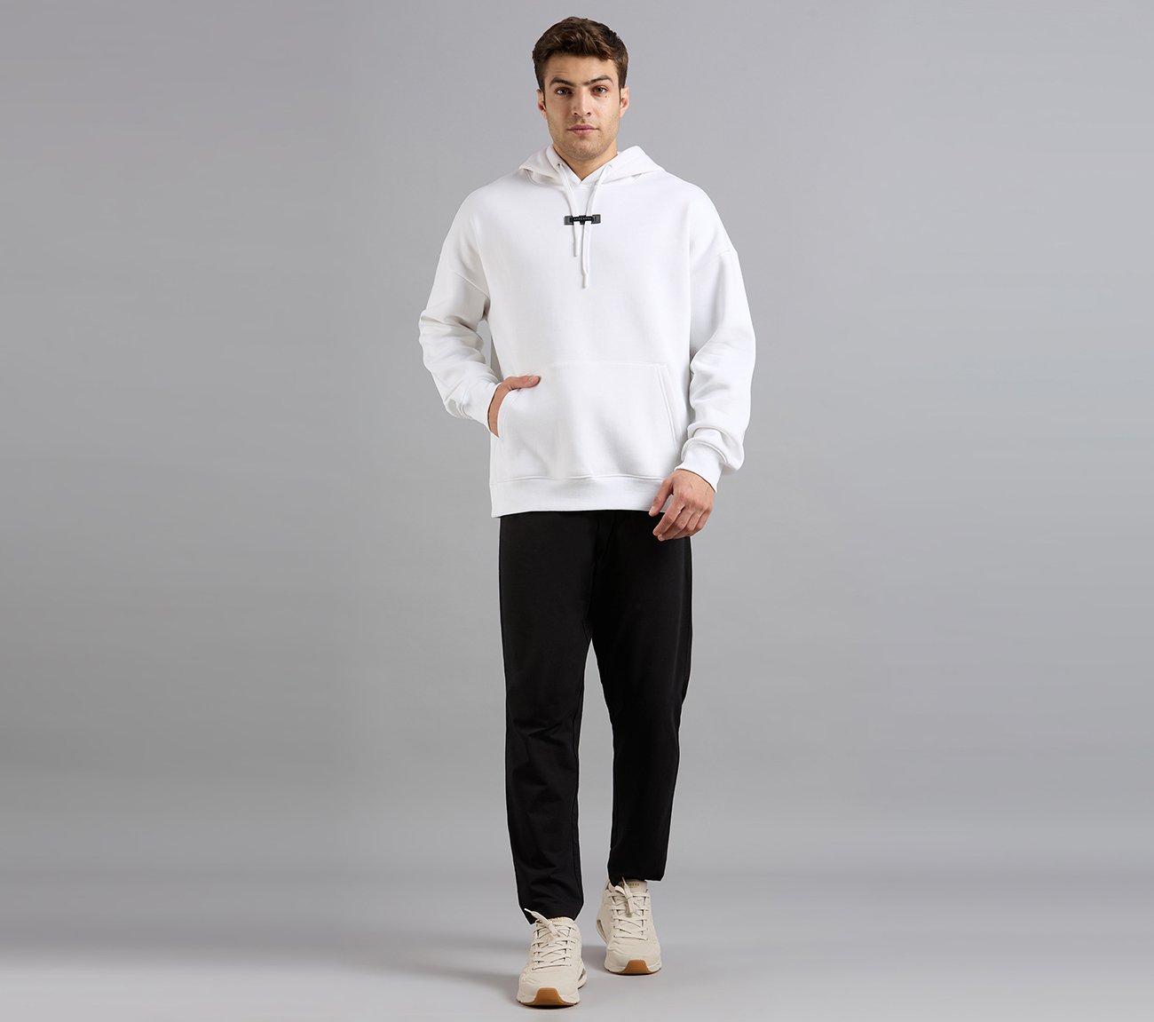 SKECHERS CORD LOOP HOODIE, WHITE Apparels Right View