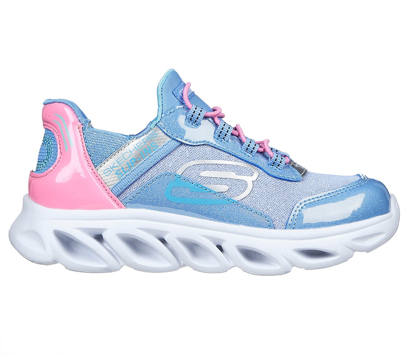 Skechers Blue/Pink Flex Glide Girls Slip On Shoes - Style ID: 302221L ...