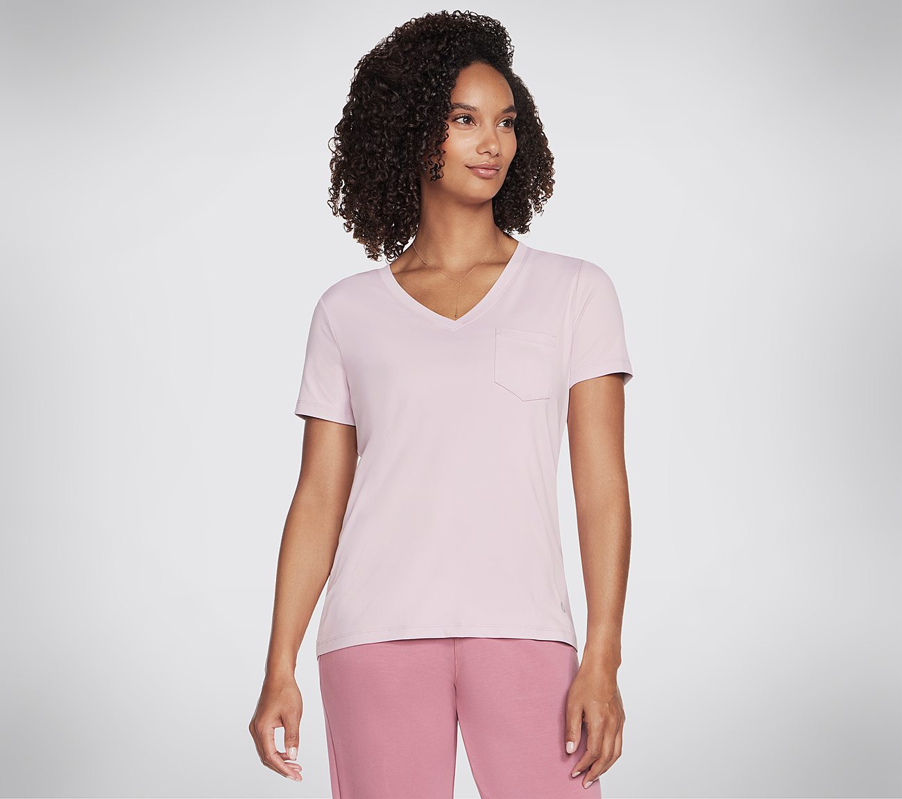 GODRI SERENE V-NECK TEE, PINK/LAVENDER Apparels Lateral View