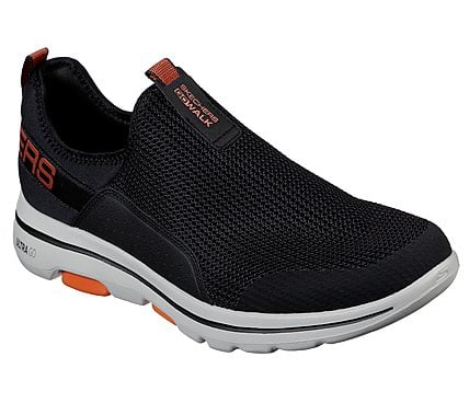 GO WALK 5 - DOWNDRAFT, BLACK/ORANGE Footwear Lateral View