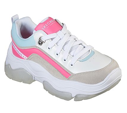 AMP'D - CITY BLOCKS, WHITE/PINK/BLUE Footwear Lateral View
