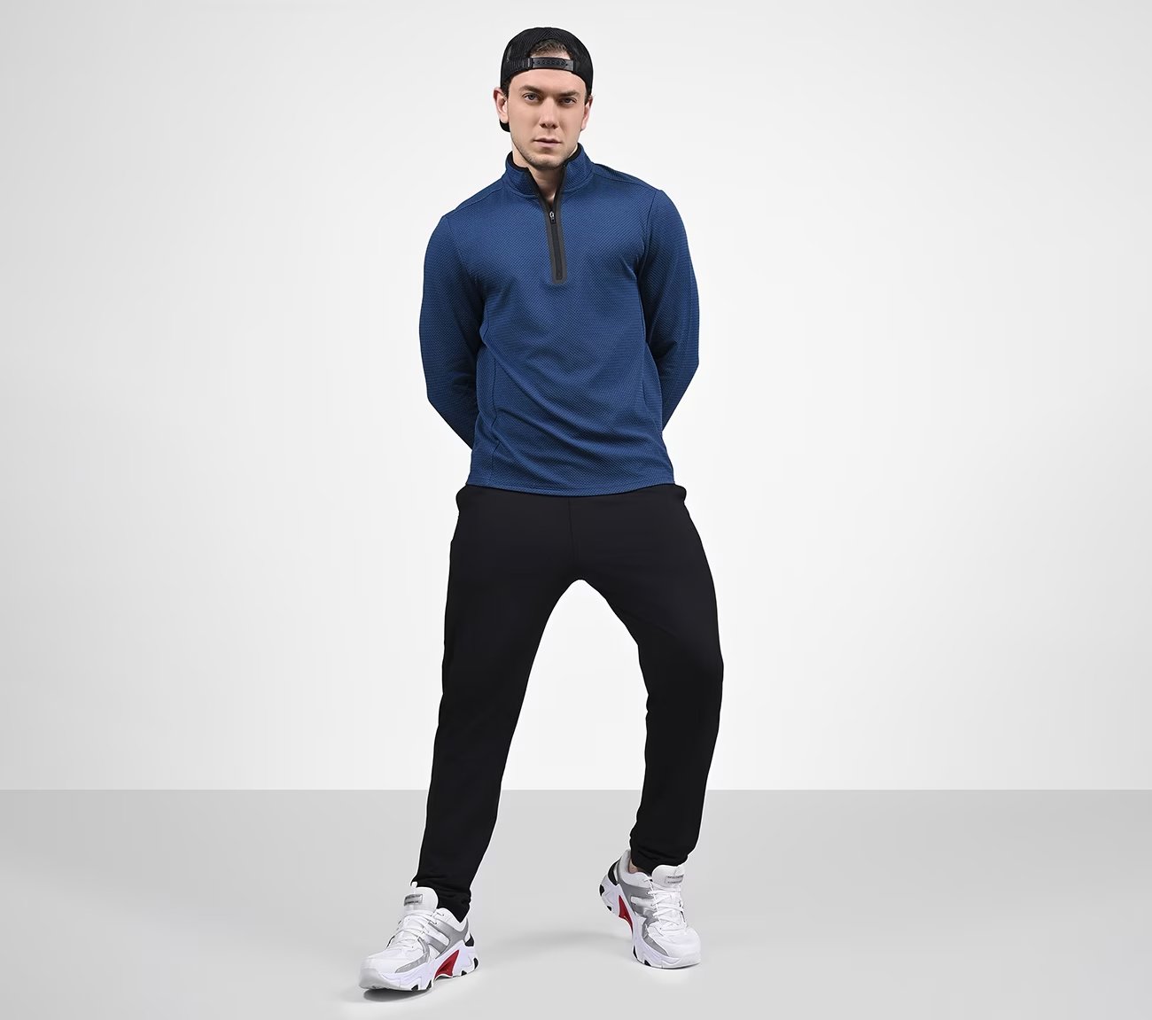 SKECH-KNITS BURST 1/4 ZIP, ROYAL Apparels Right View