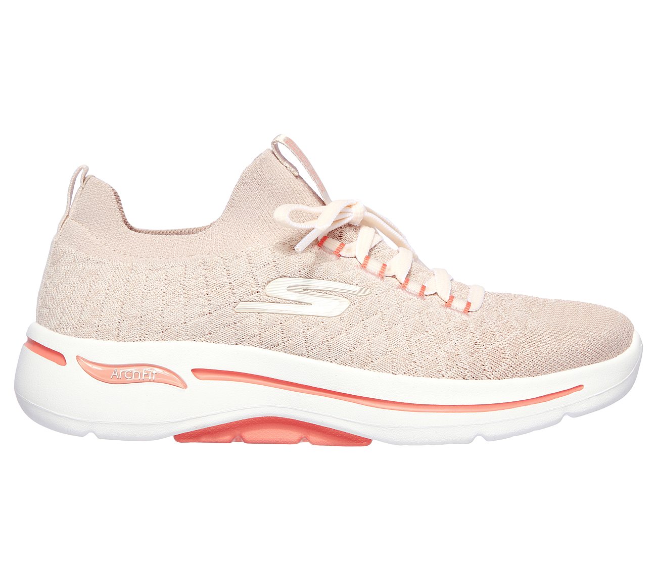 GO WALK ARCH FIT - PEACHY, TAUPE/CORAL Footwear Right View