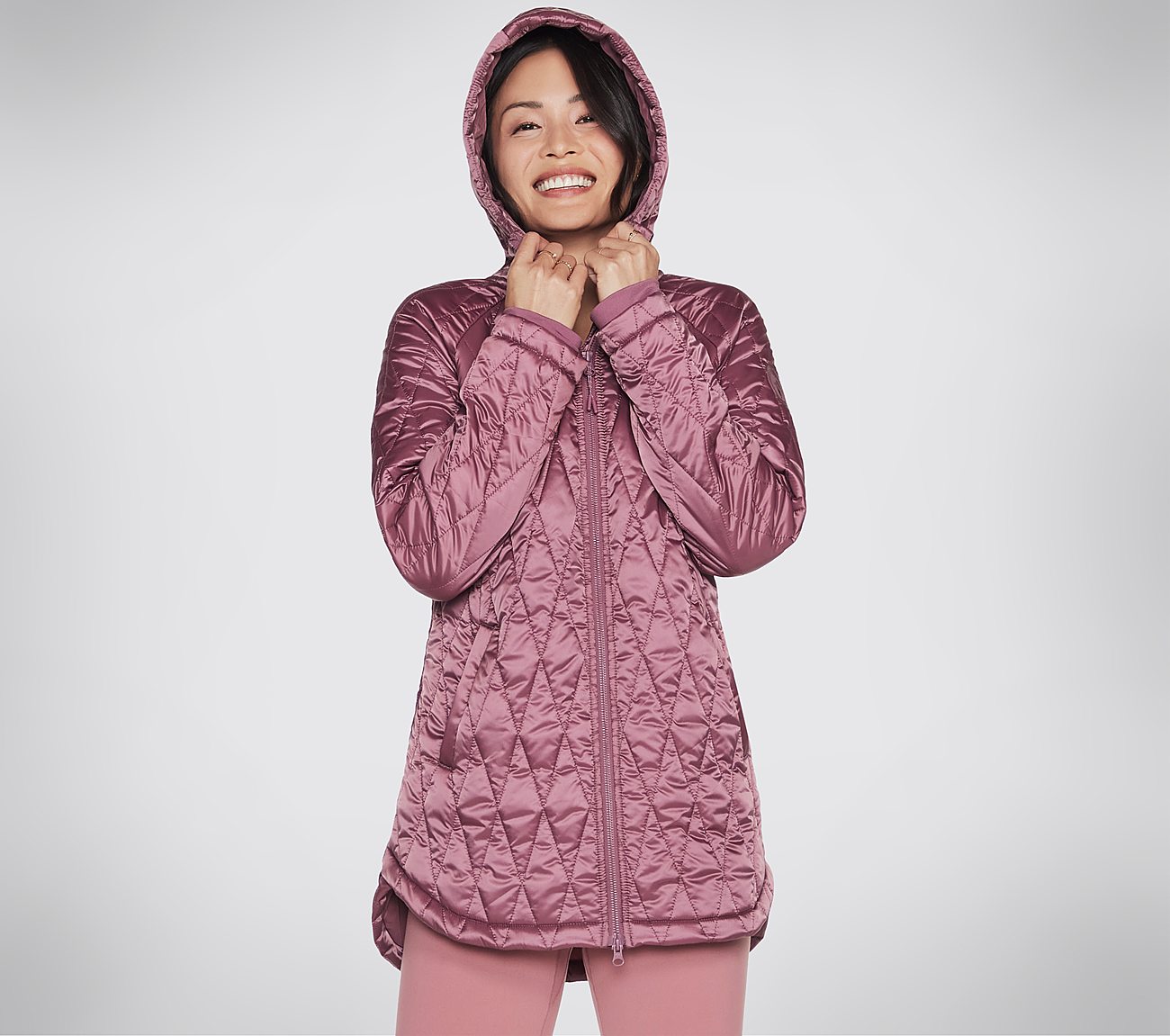 GOWALK DIAMOND QUILT JACKET, DARK MAUVE Apparels Lateral View