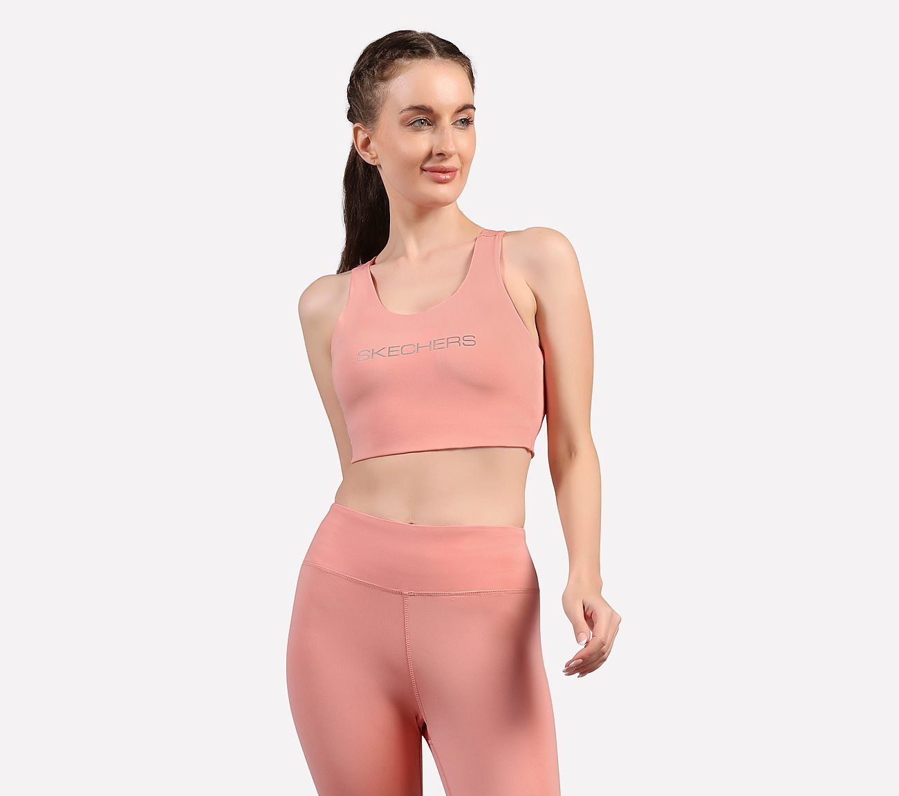 CHEST BRANDING CLEAN FINISH SPORT BRA, PURPLE/YELL Apparels Bottom View