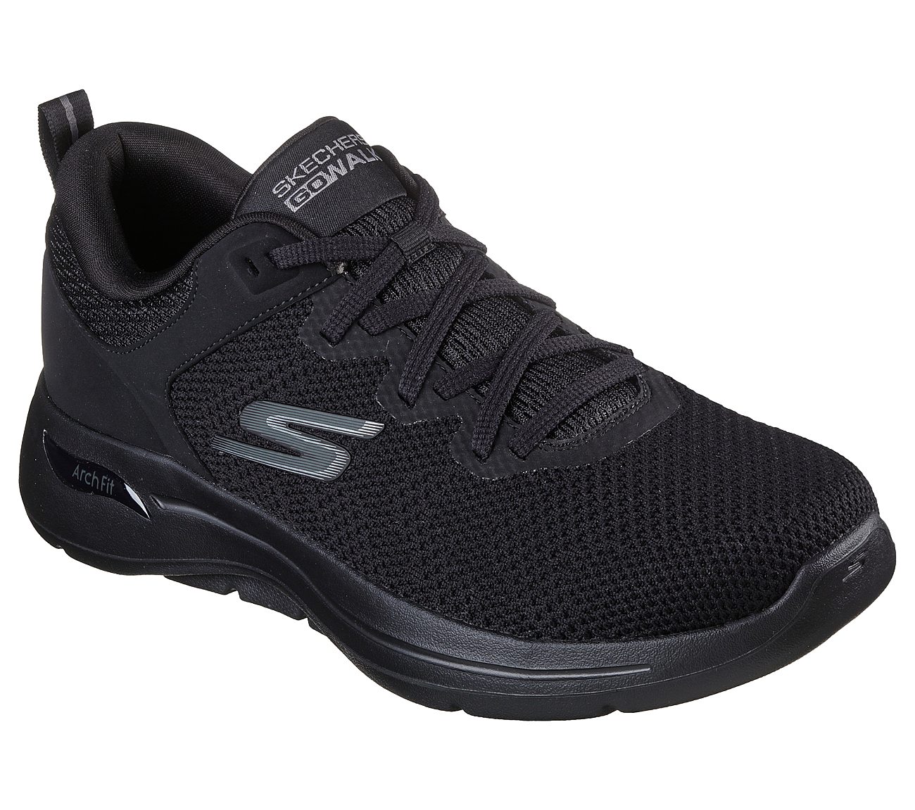 Skechers Black Go Walk Arch Fit Clinton Mens Lace Up Shoes Style ID ...