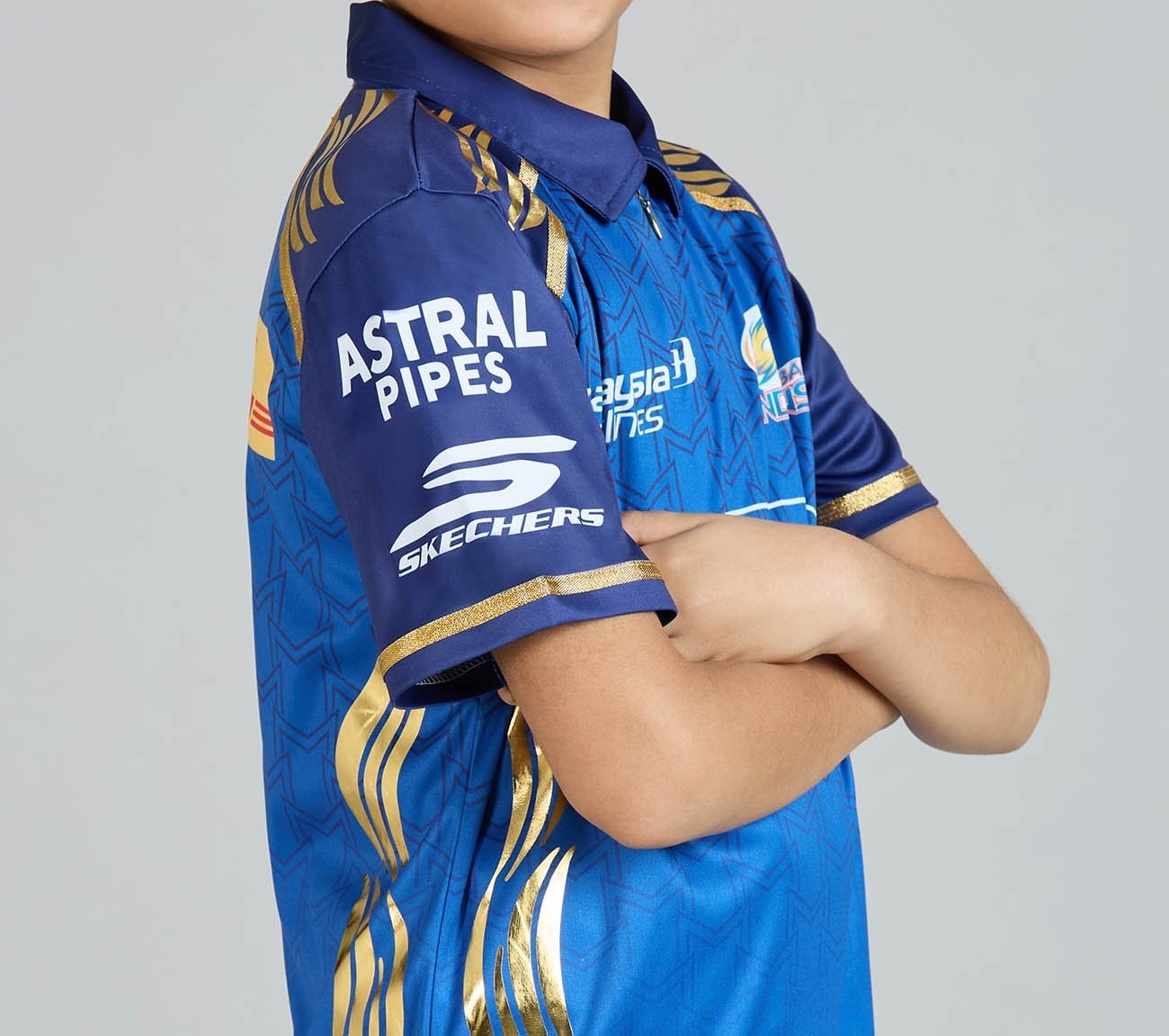MUMBAI INDIANS IPL KID'S REPLICA JERSEY 2026, ROYAL/NAVY/LIME