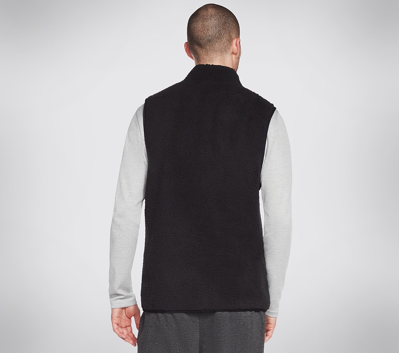 SKECHERS SHERPA VEST, BBBBLACK Apparels Top View