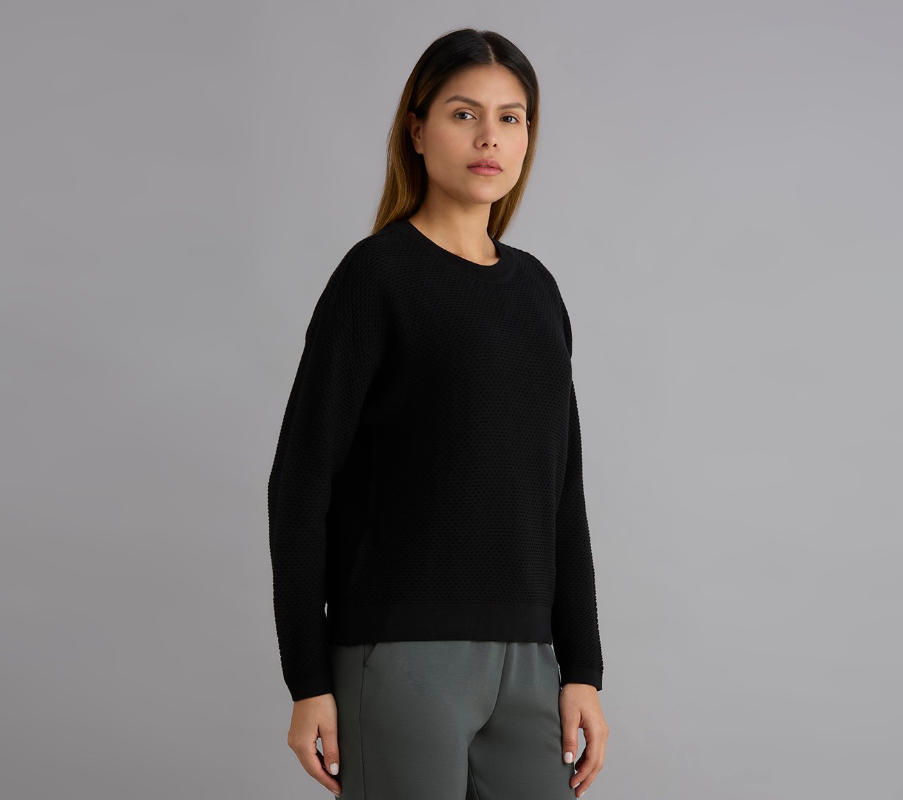 FLATKNIT FULL SLEEVE TEE, BLACK