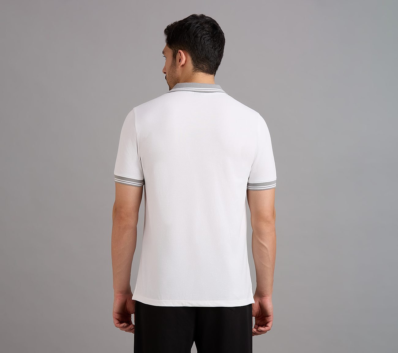 CONTRAST ZIPPER POLO, WHITE