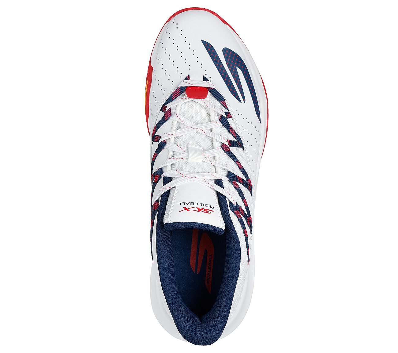 SKECHERS VIPER COURT RALLY, WHITE/NAVY/RED Footwear Top View