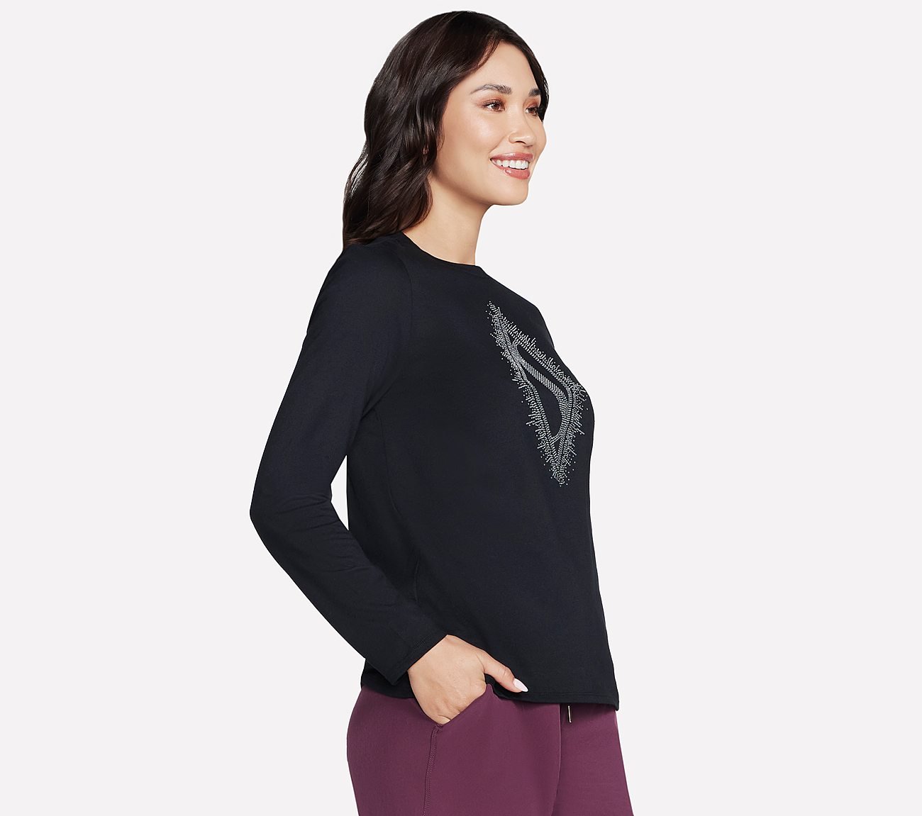 RHINESTONE BURST LS TEE, BBBBLACK