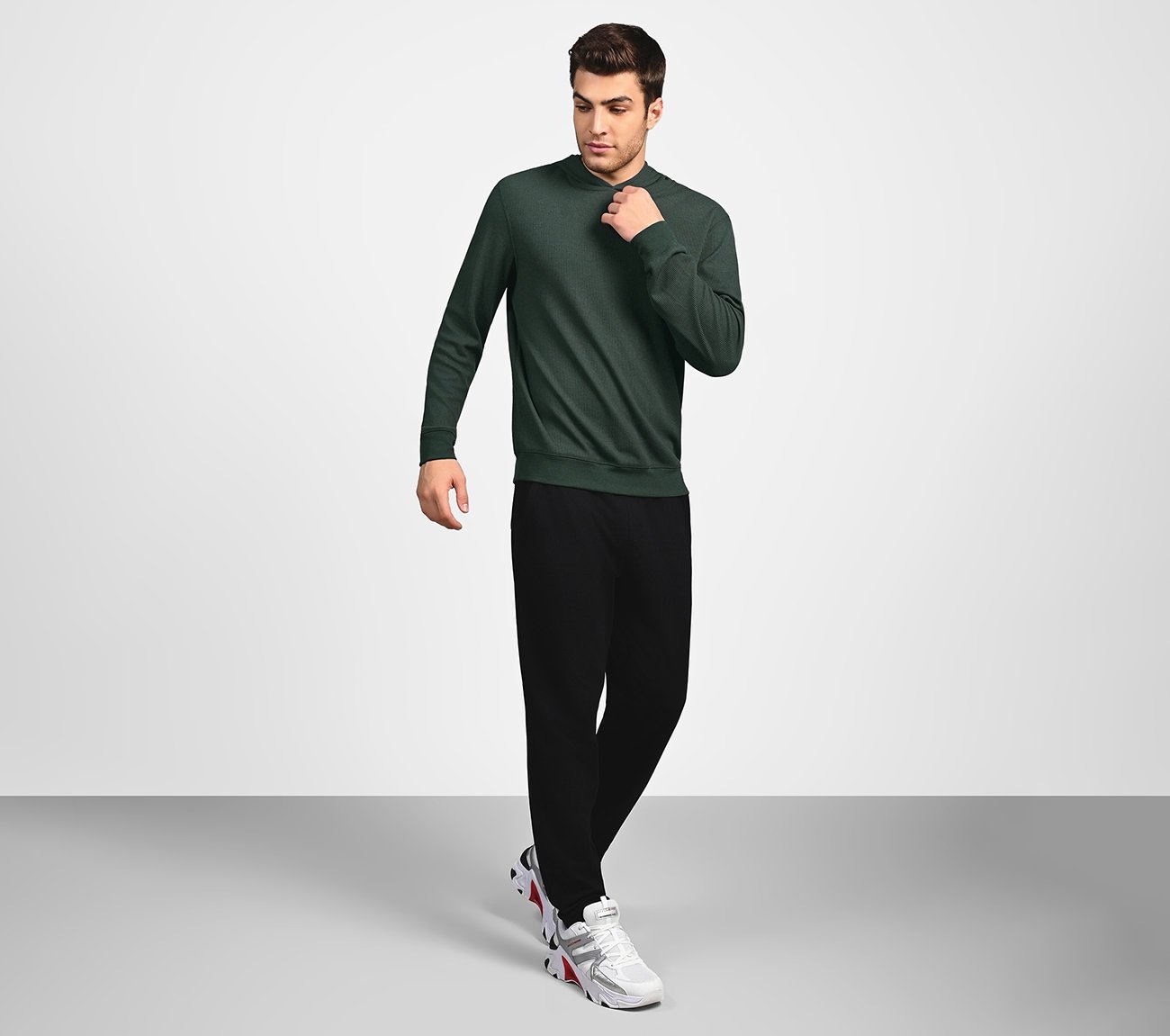 GOKNIT WAFFLE HOODIE, GREEN Apparels Right View