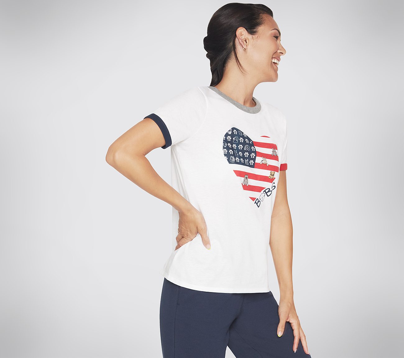 BOBS FLAG HEART RINGER TEE, WWWHITE Apparel Bottom View