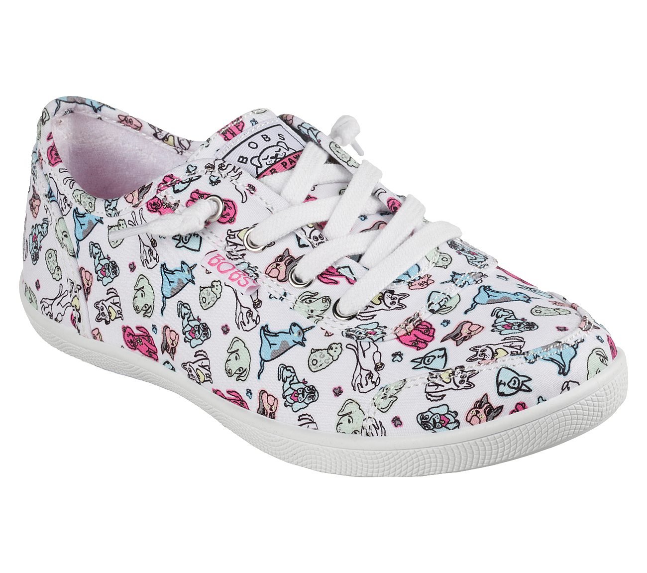 BOBS B CUTE - PASTEL DOODLEZ, WHITE/MULTI Footwear Lateral View