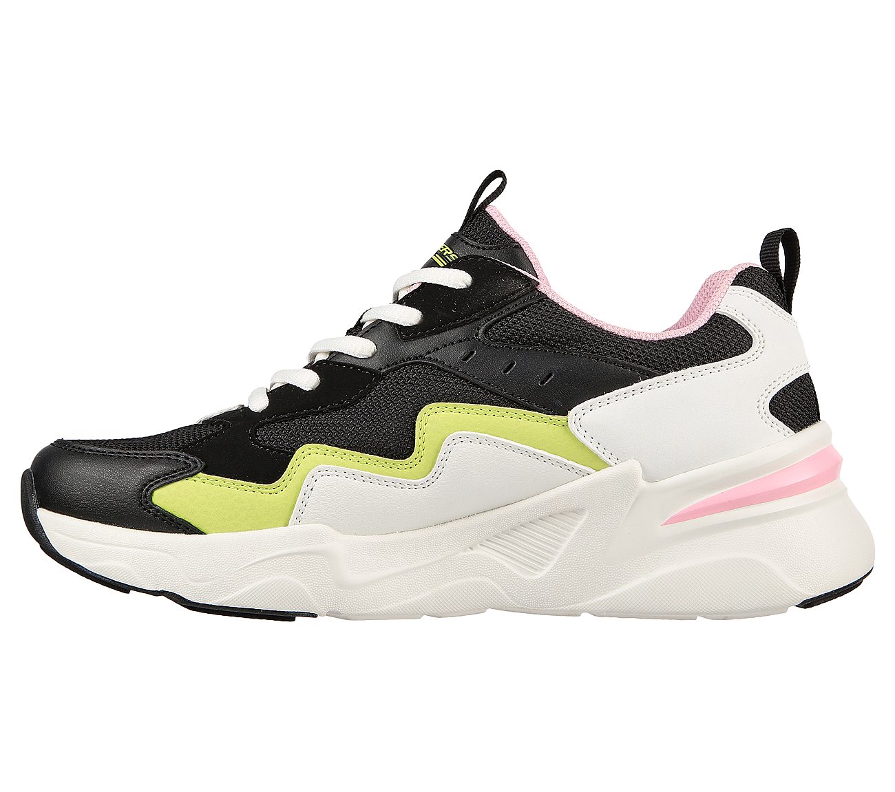 BOBS BAMINA-ZIGZAGGER, BLACK/LIME Footwear Left View
