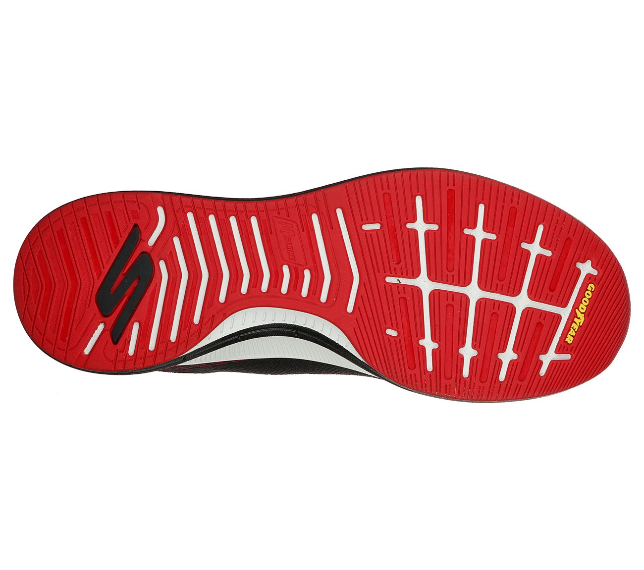 GO RUN PULSE - STRADA, BLACK/RED Footwear Bottom View