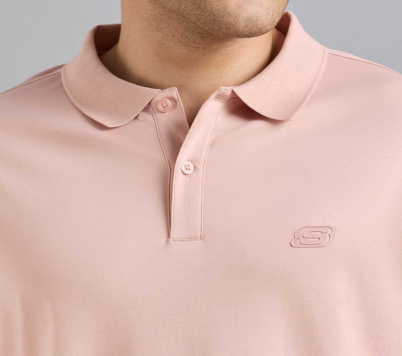 HIGHLANDER FRONT ZIPPER POLO, NATURAL/LIGHT PINK Apparel Right View