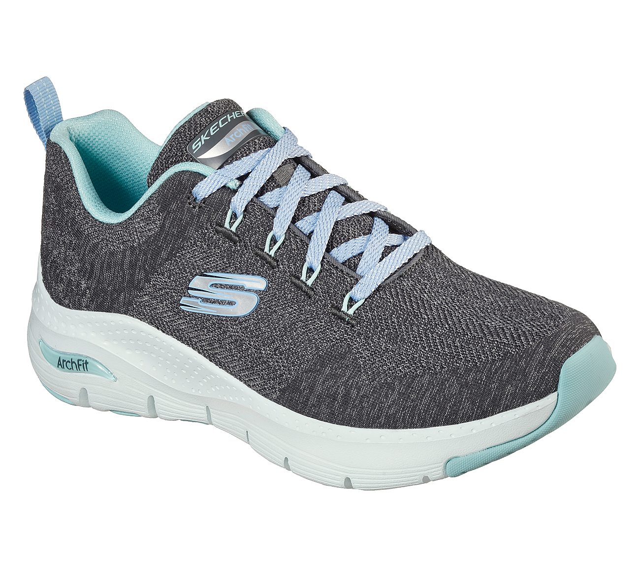 ARCH FIT-COMFY WAVE, CHARCOAL/TURQUOISE Footwear Right View