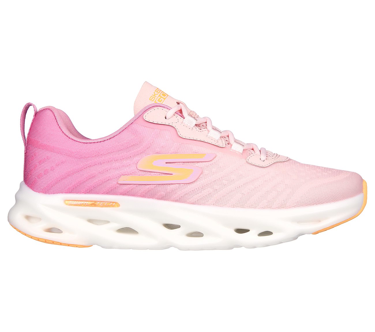 GO RUN SWIRL TECH SPEED, PINK/ORANGE Footwear Lateral View