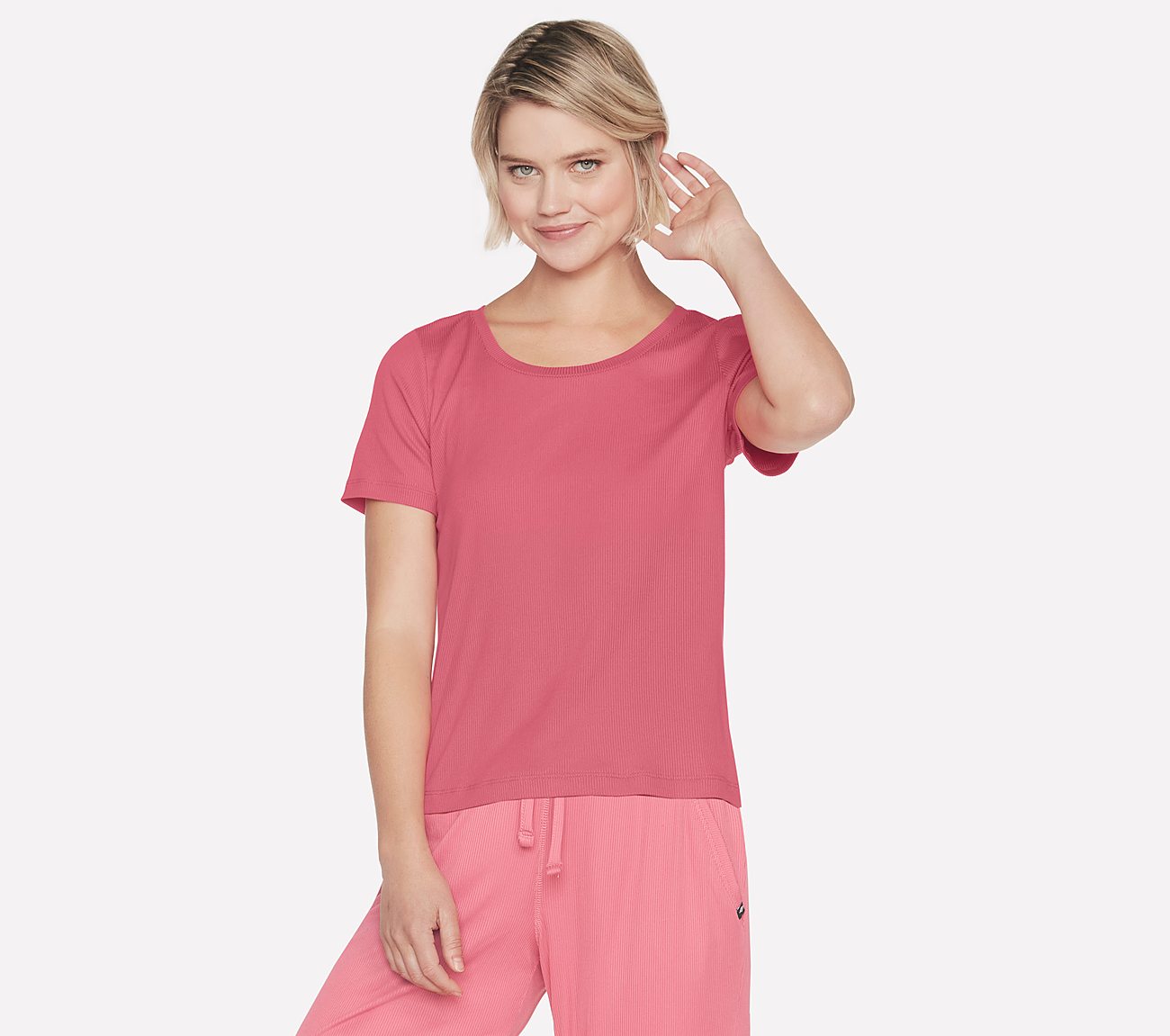 GODRI RESTORATIVE RIB T-SHIRT, RED/BLUE Apparels Lateral View