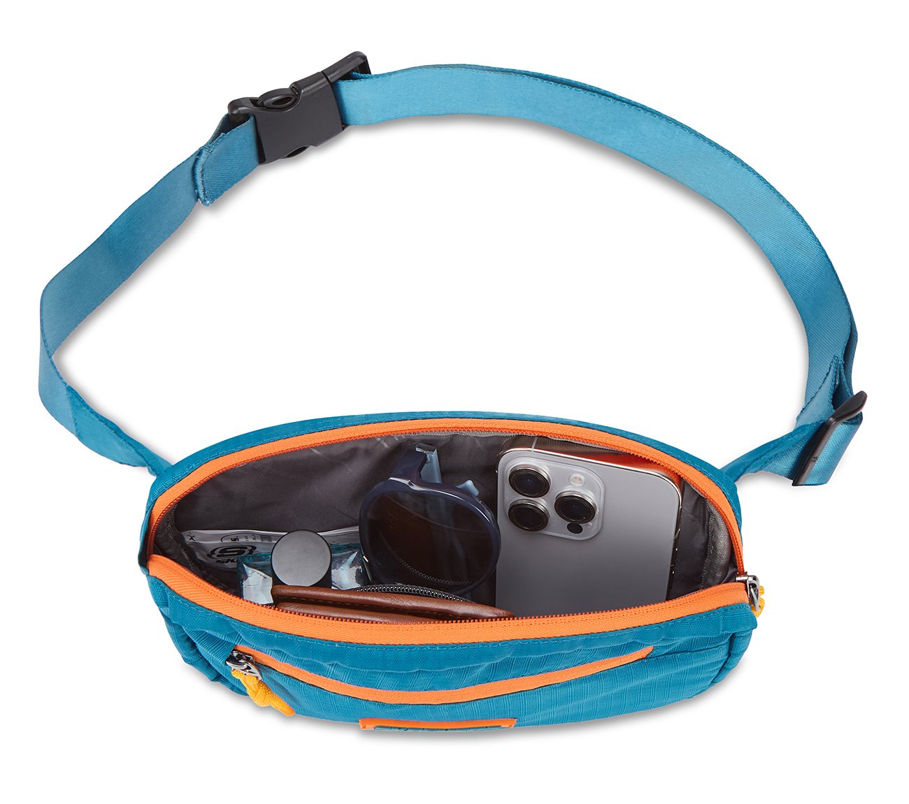 SKECHERS COLORBLOCK WAISTBAG, TURQ/ORG