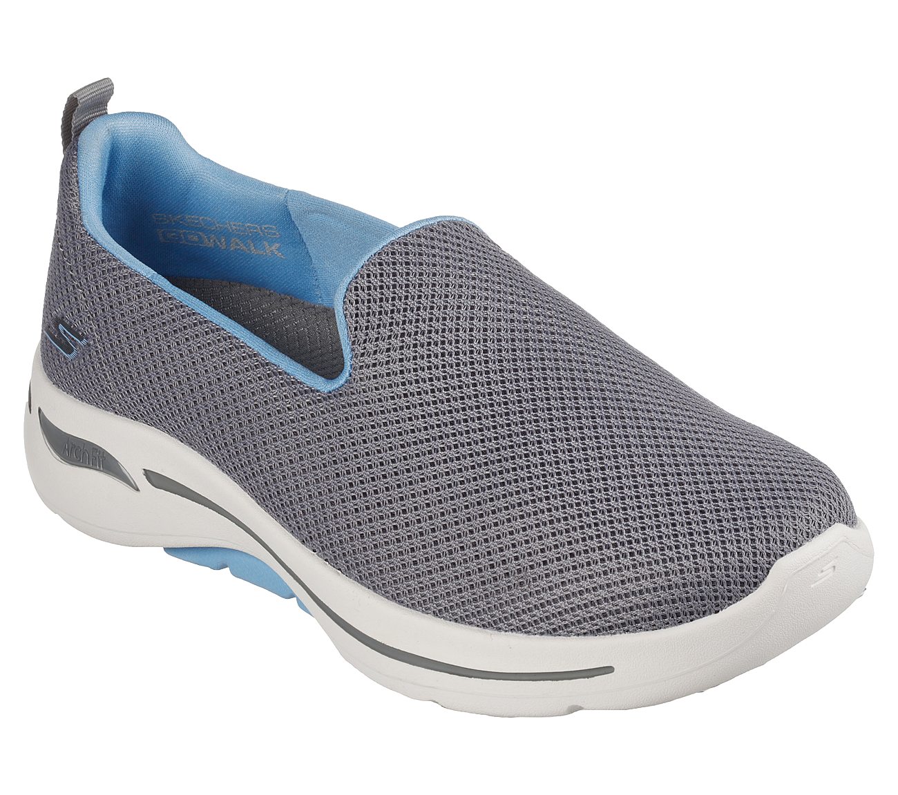 GO WALK ARCH FIT - GRATEFUL, GREY/BLUE Footwear Right View