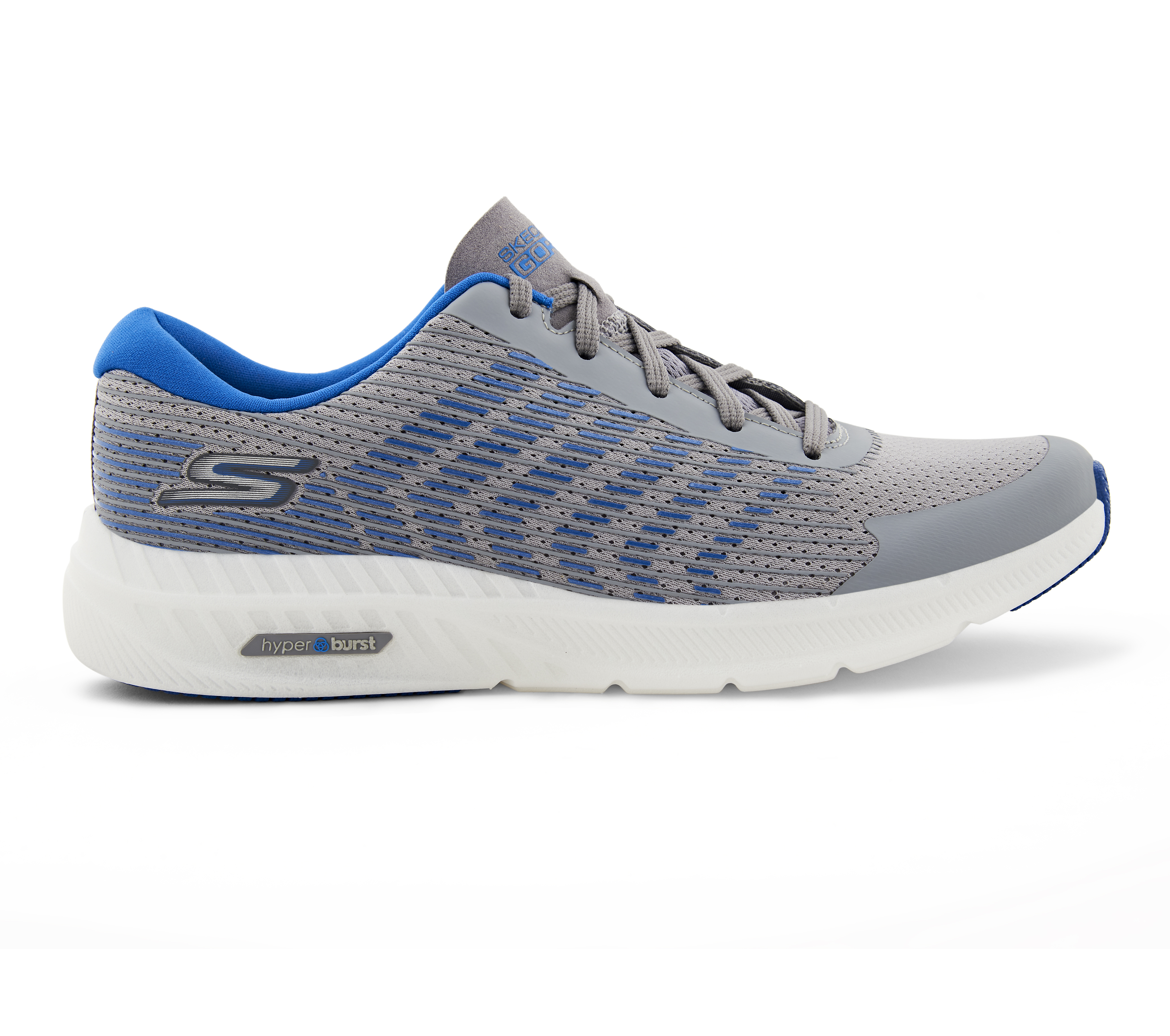 GO RUN HYPER BURST - HAPTIC R, GREY/BLUE Footwear Right View