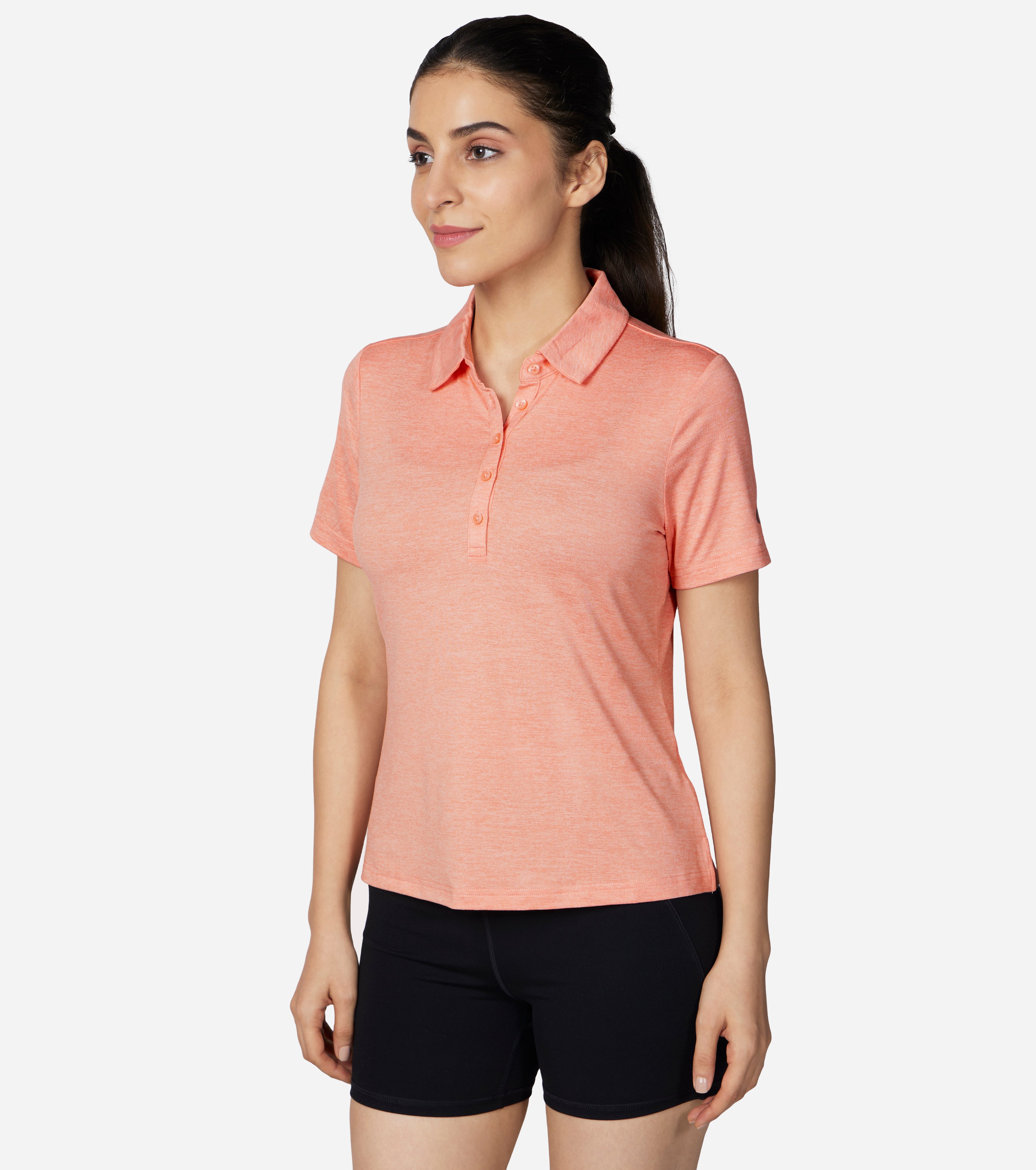 GODRI SWIFT CLUB POLO, CORAL/LIME Apparels Top View
