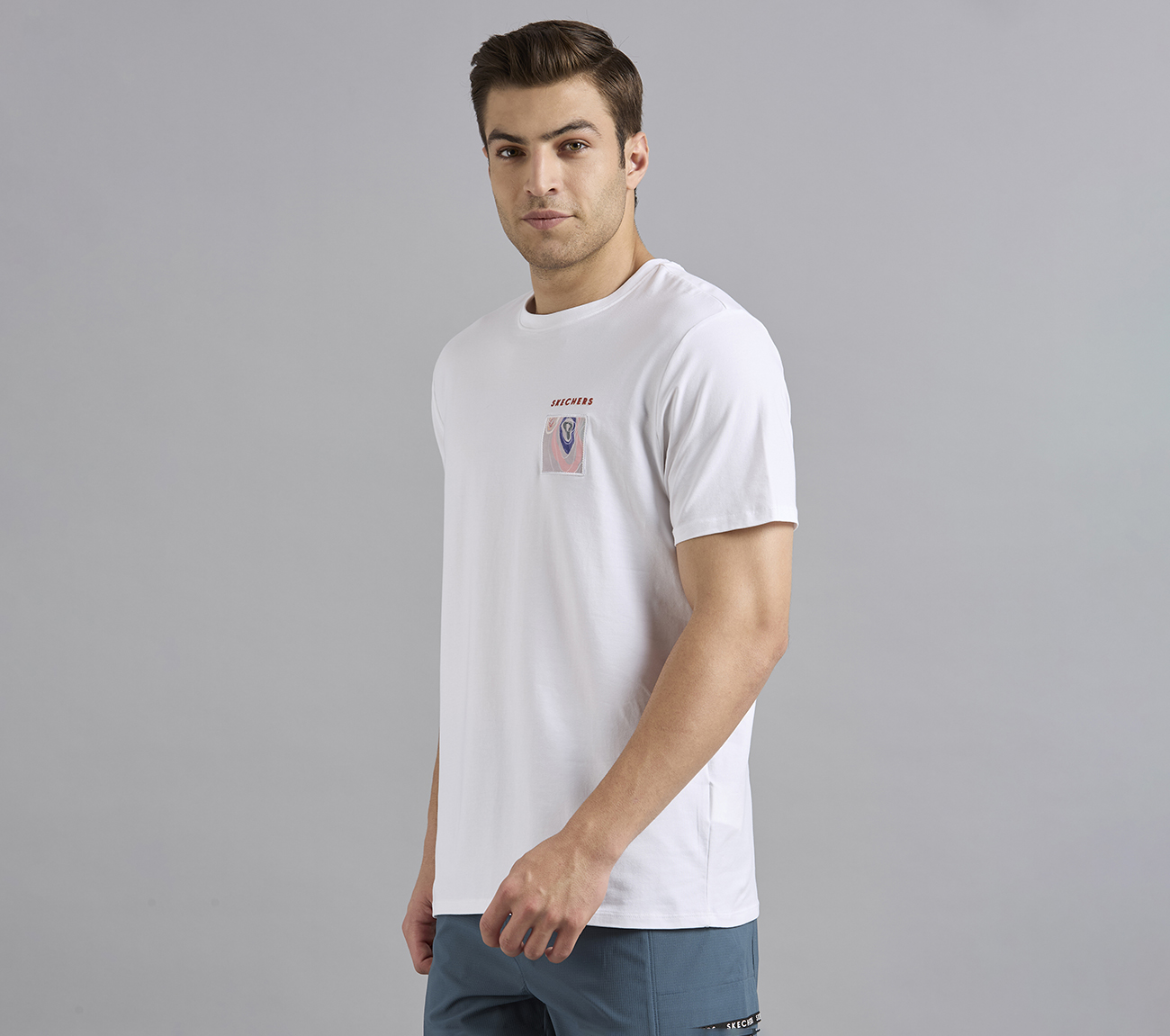 APPLIQUE PRINT T-SHIRT, WHITE Apparel Top View