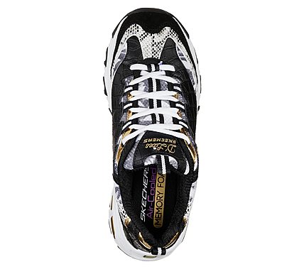 D'LITES-RUNWAY READY, BLACK/WHITE/GOLD Footwear Top View