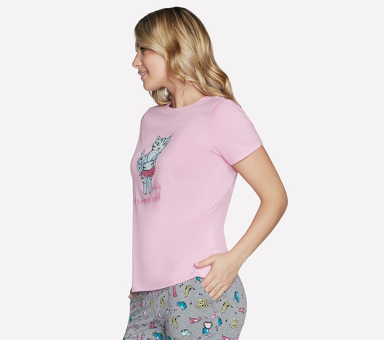 #SUMMERBOD CREWNECK T-SHIRT, LT.PINK WHITE Apparel Bottom View