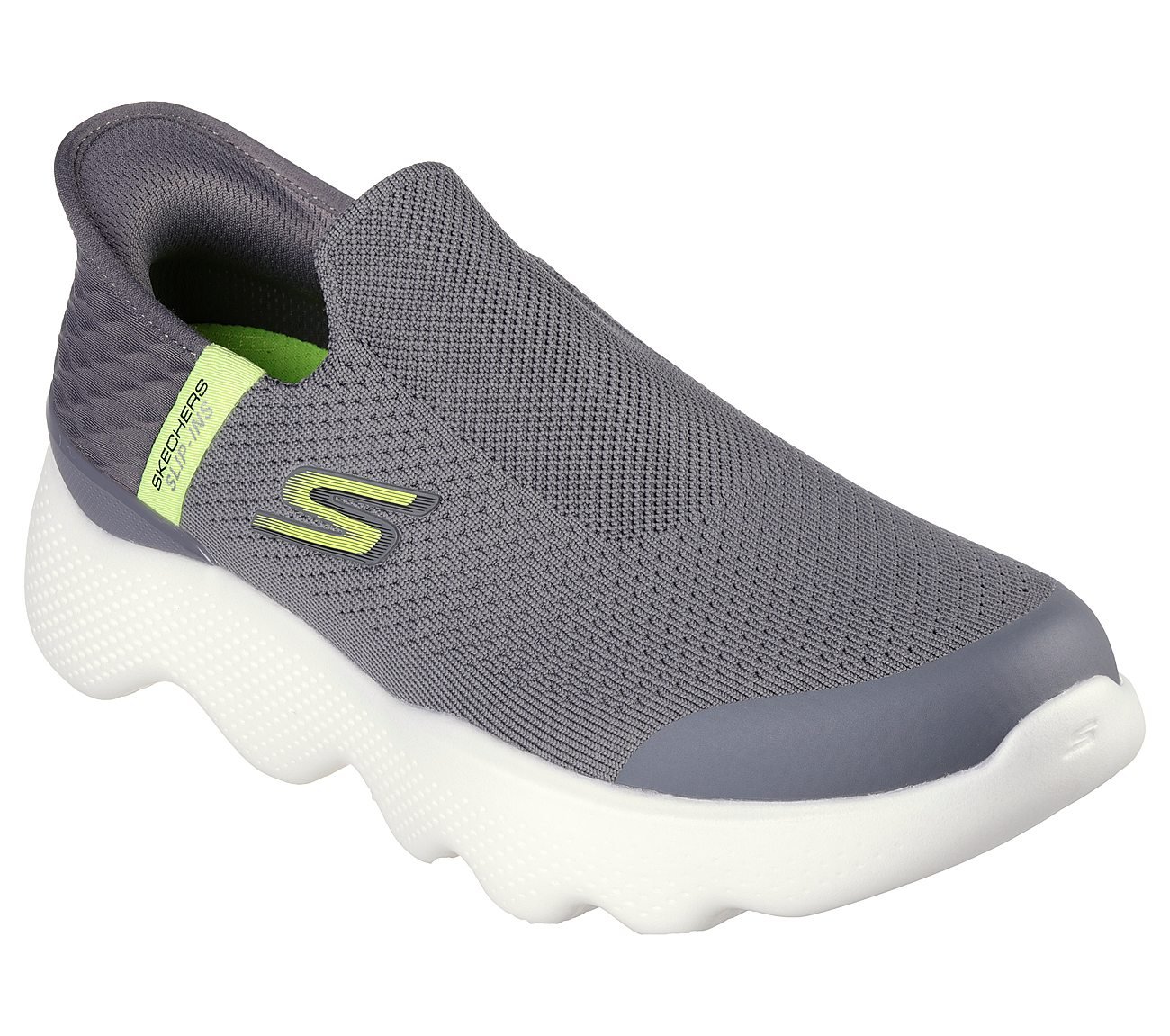 Skechers Slip-ins: GO WALK Massage Fit - Current, GRAY/LIME Footwear Right View