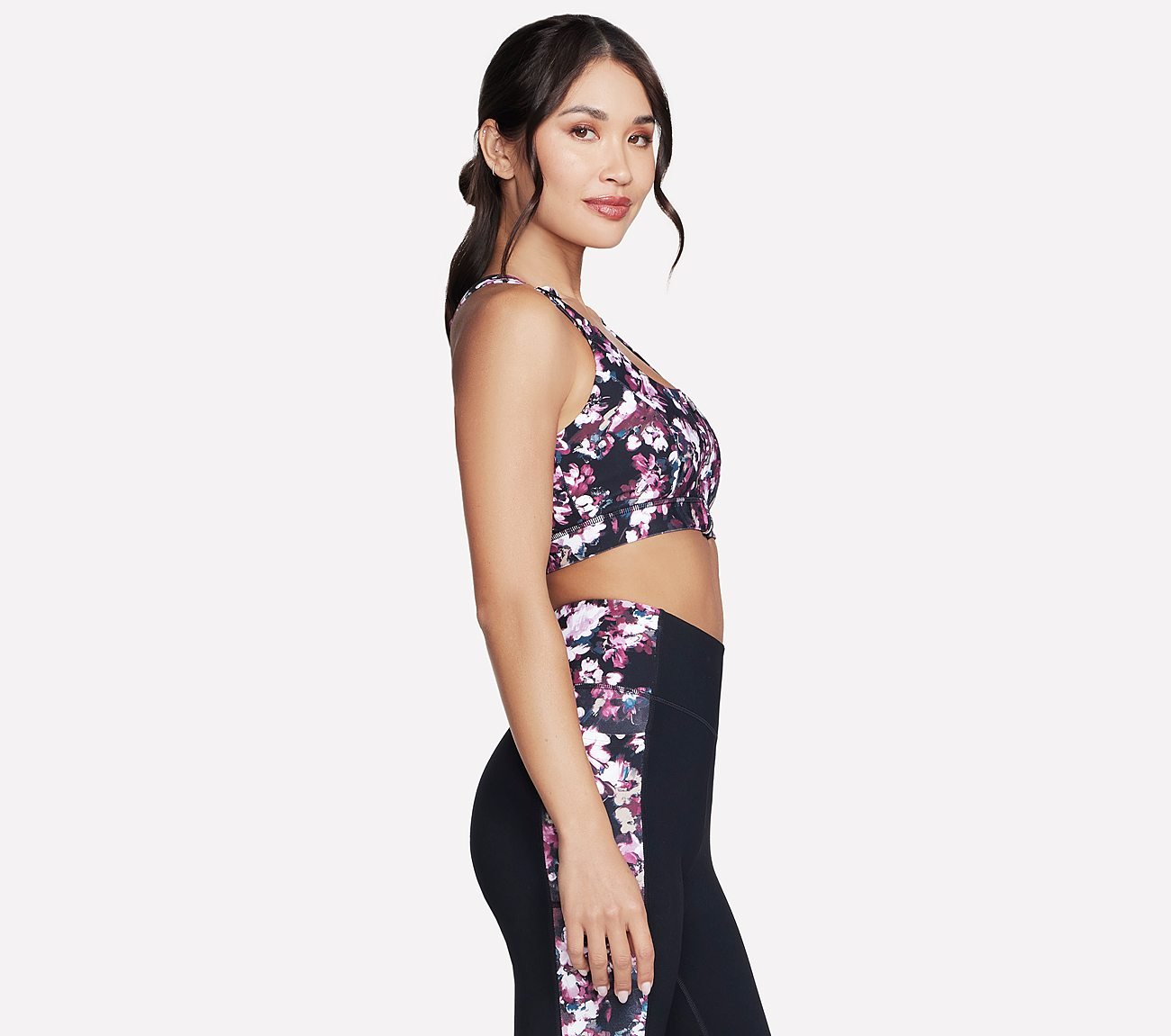 MISTY FLORAL ZIP FRONT BRA, BLACK/MAUVE Apparels Bottom View