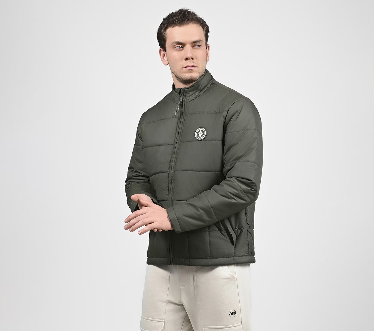 PUFFER FZ JACKET, CHOCOLATE/GREEN Apparels Top View
