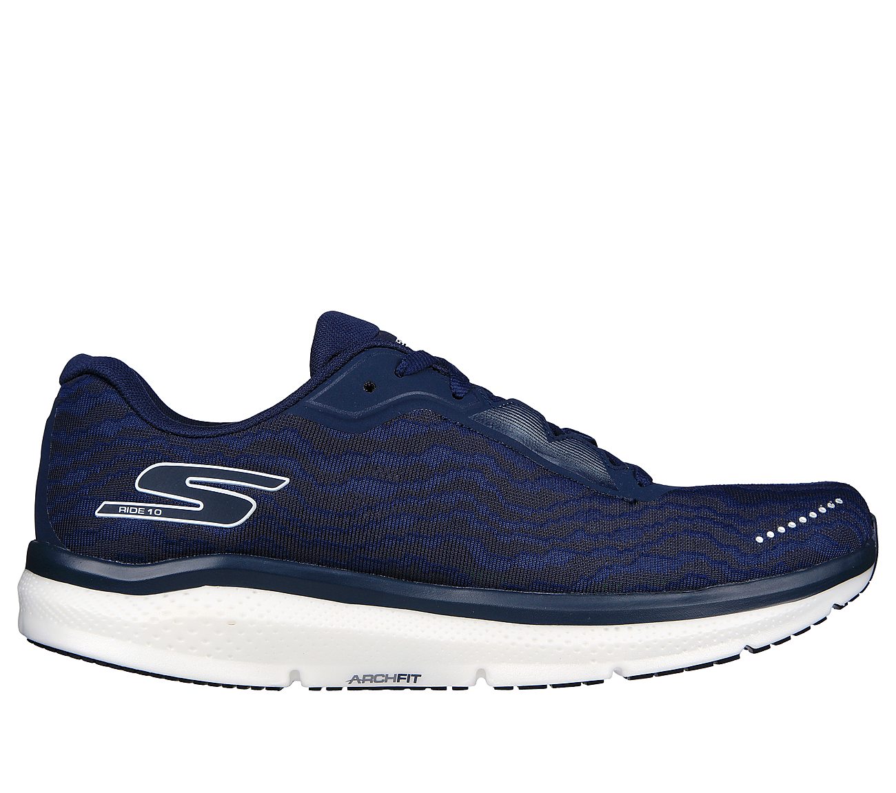 GO RUN RIDE 10, NAVY/WHITE Footwear Lateral View