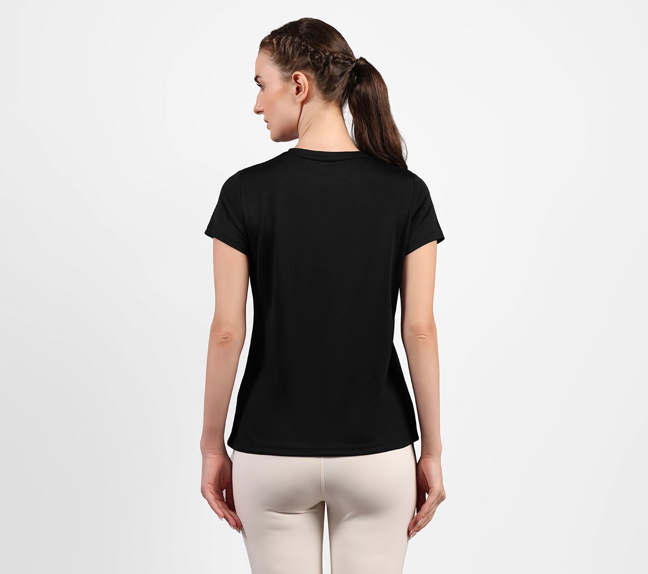 ROUND NECK BRANDED T SHIRT, BLACK Apparels Left View