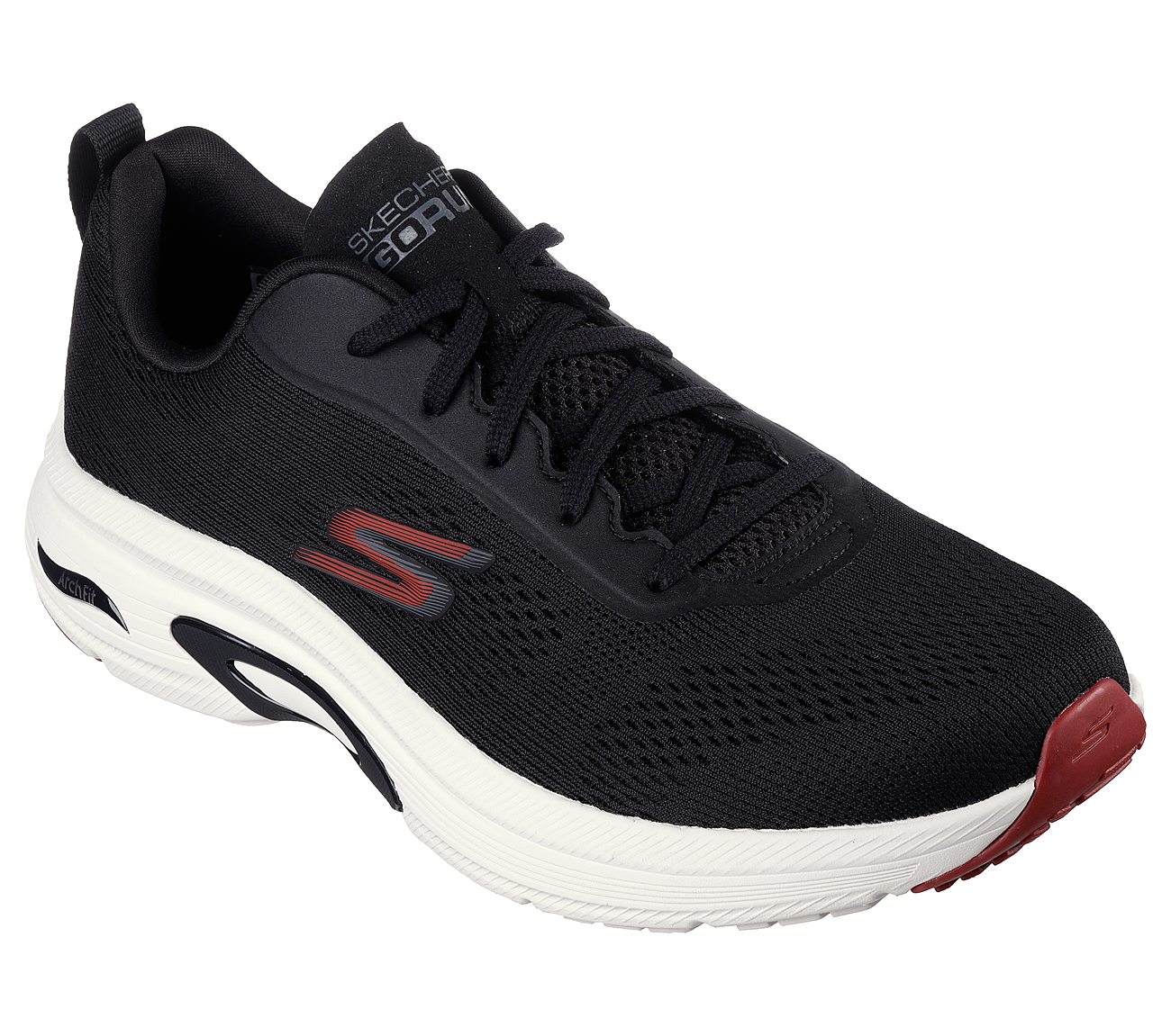GO RUN ARCH FIT, BLACK/RED Footwear Lateral View