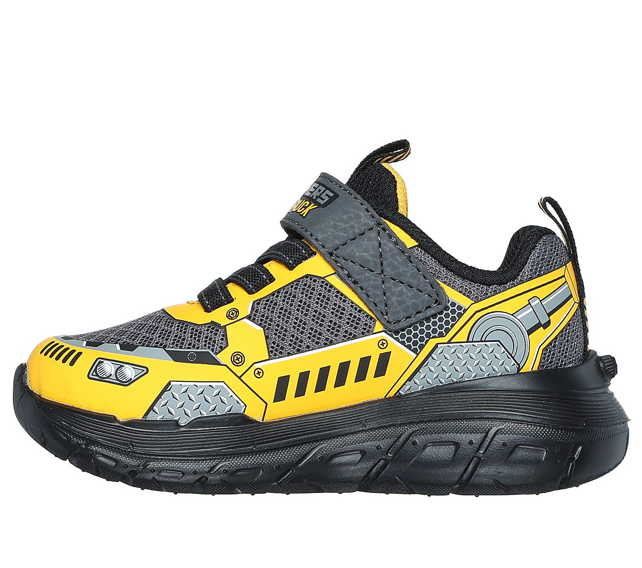 SKECH TRACKS, CHARCOAL/YELLOW Footwear Left View