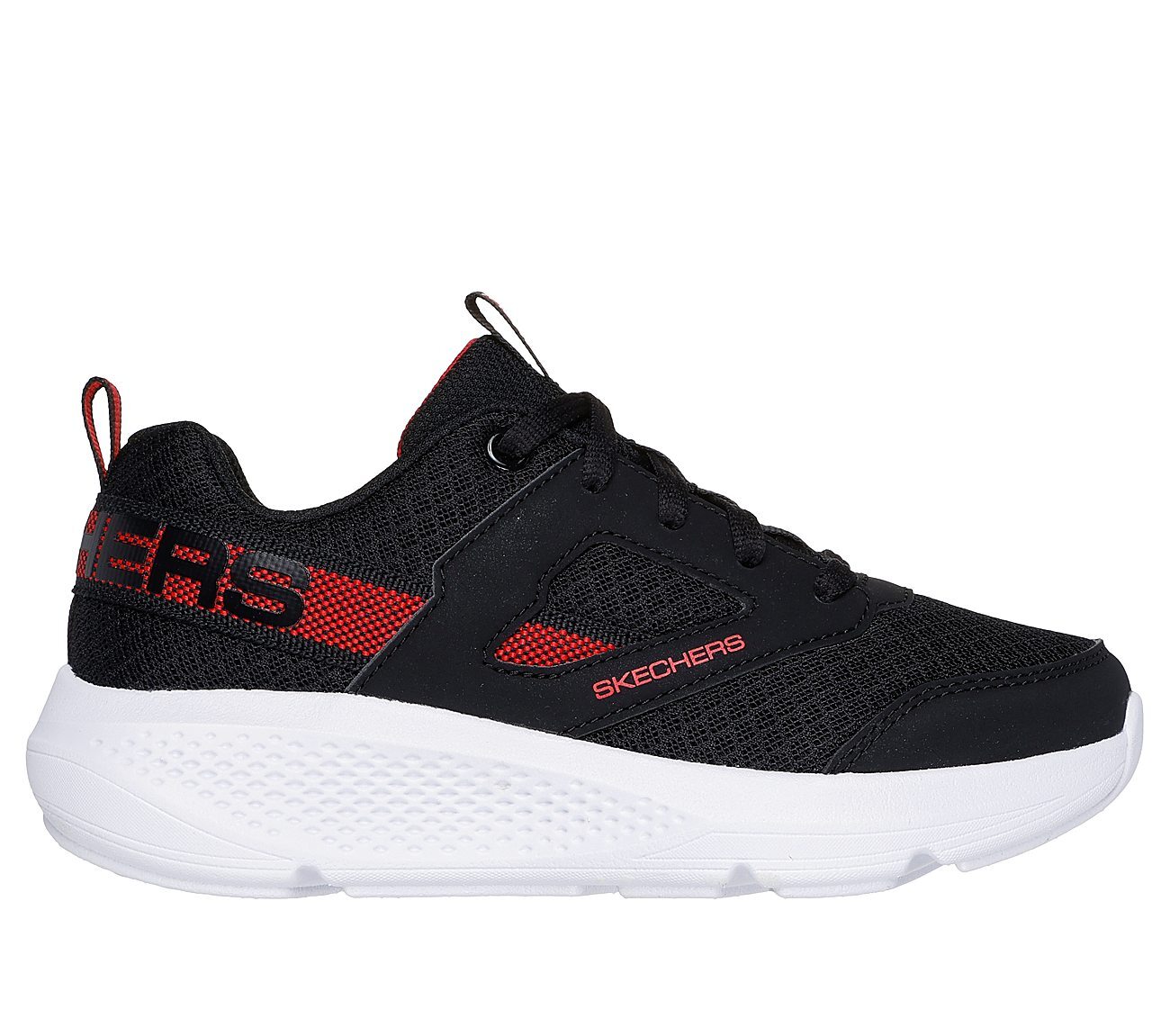 GO RUN ELEVATE, BLACK/RED Footwear Lateral View