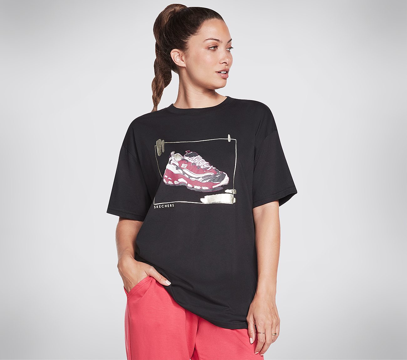 SKECHERS DLITES EVERYBODY TEE, BBBBLACK Apparel Lateral View