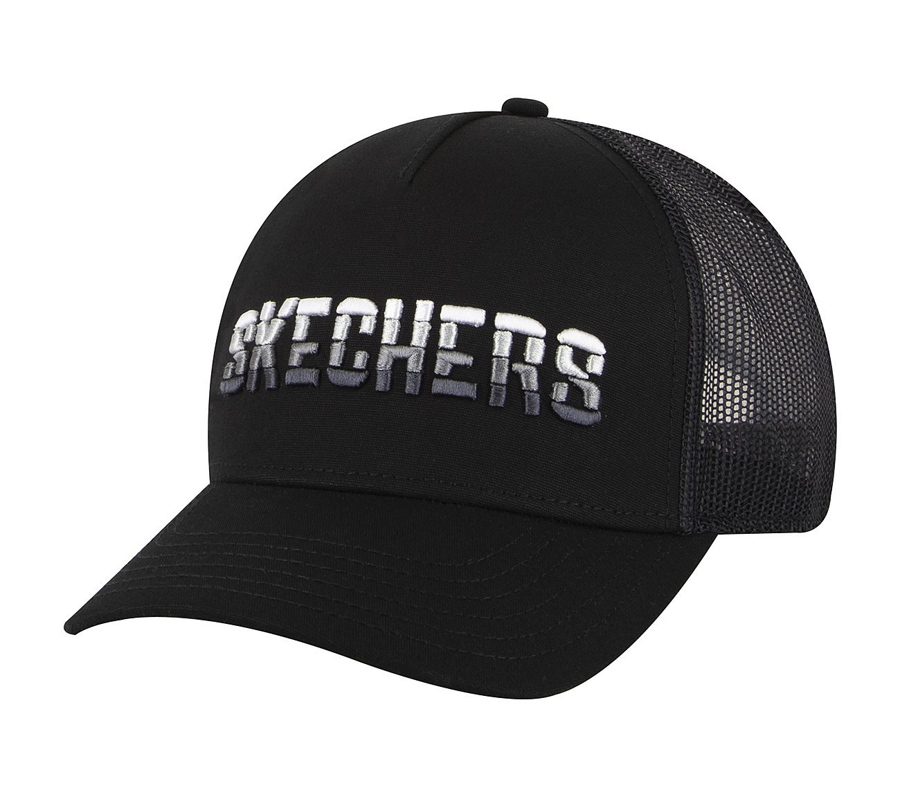 TEXTURED LOGO TRUCKER HAT, BLACK Accessories Lateral View
