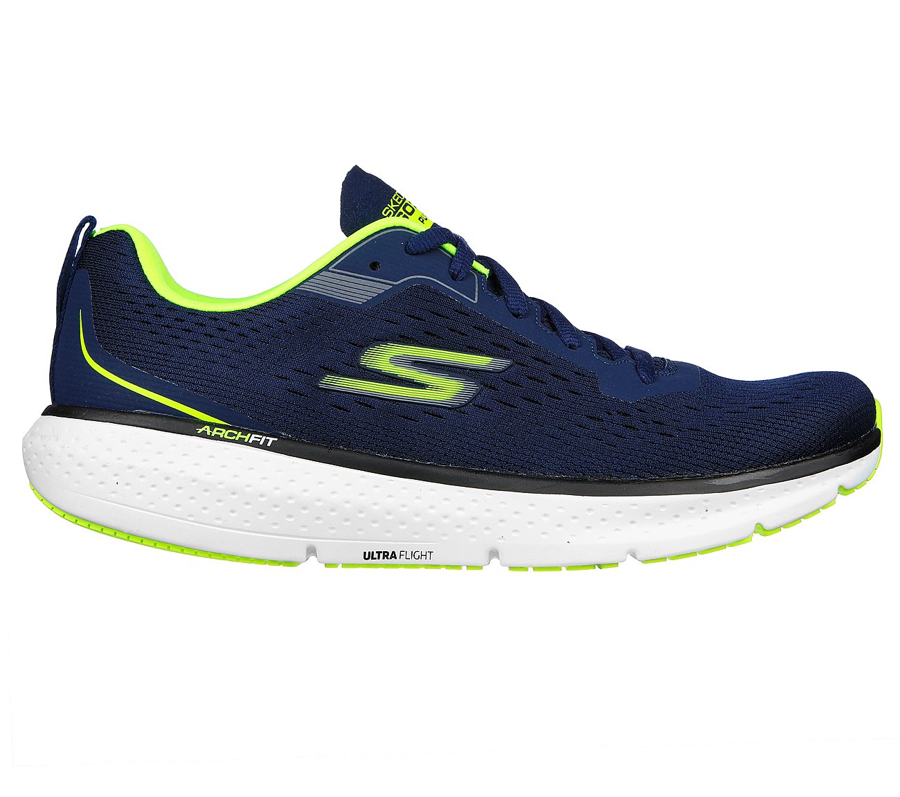 GO RUN PURE 3, NAVY/YELLOW Footwear Lateral View